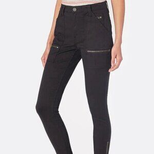 Joie Park Skinny Crop Pants Pockets Stretch‎ Cotton Ankle Zipper Black Women 26